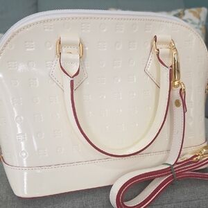 Arcadia Italian Bugatti Cream Leather Satchel Bag